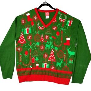 My Christmas Party Sweater Women's XL Ugly Sweater‎ Party Holiday Teacher